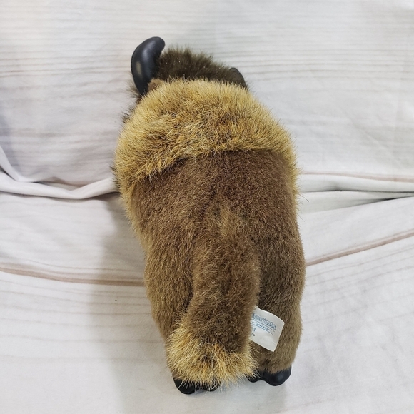 Soundprints Bison Buffalo 8 Inch Plush Stuffed Animal 1998 Faux Leather Accents - Picture 7 of 10